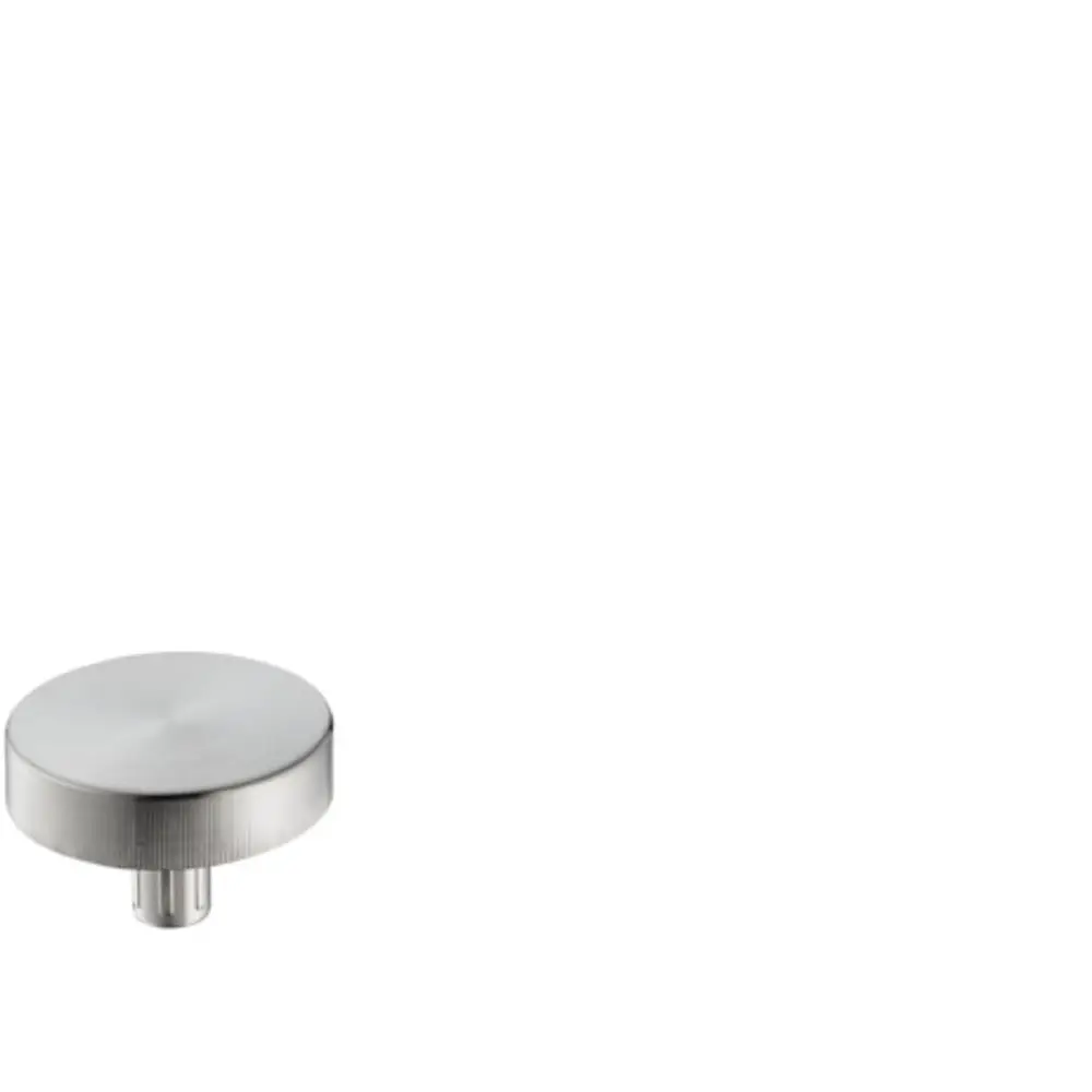Kreisförmiger Metallgriff mit mattierter Oberfläche, geeignet für die Excenterbetätigung. Produkt von Hansgrohe, sachlich gestaltet für funktionalen Einsatz.